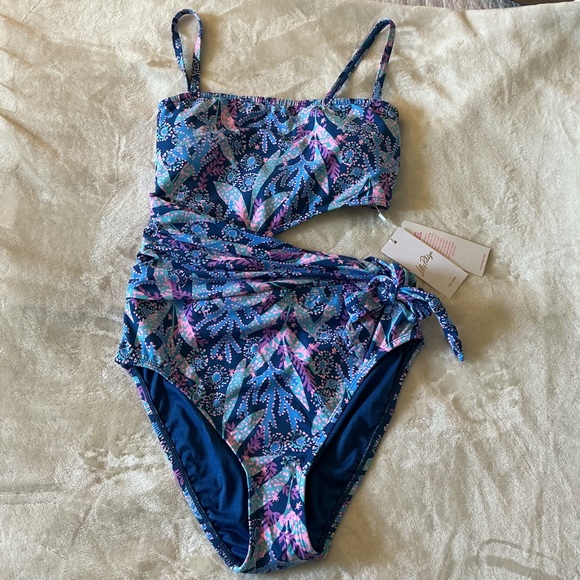NWT women’s Lilly Pulitzer Snyder One Piece Swimsuit Star Gazing Barton Blue 8 - Picture 2 of 9